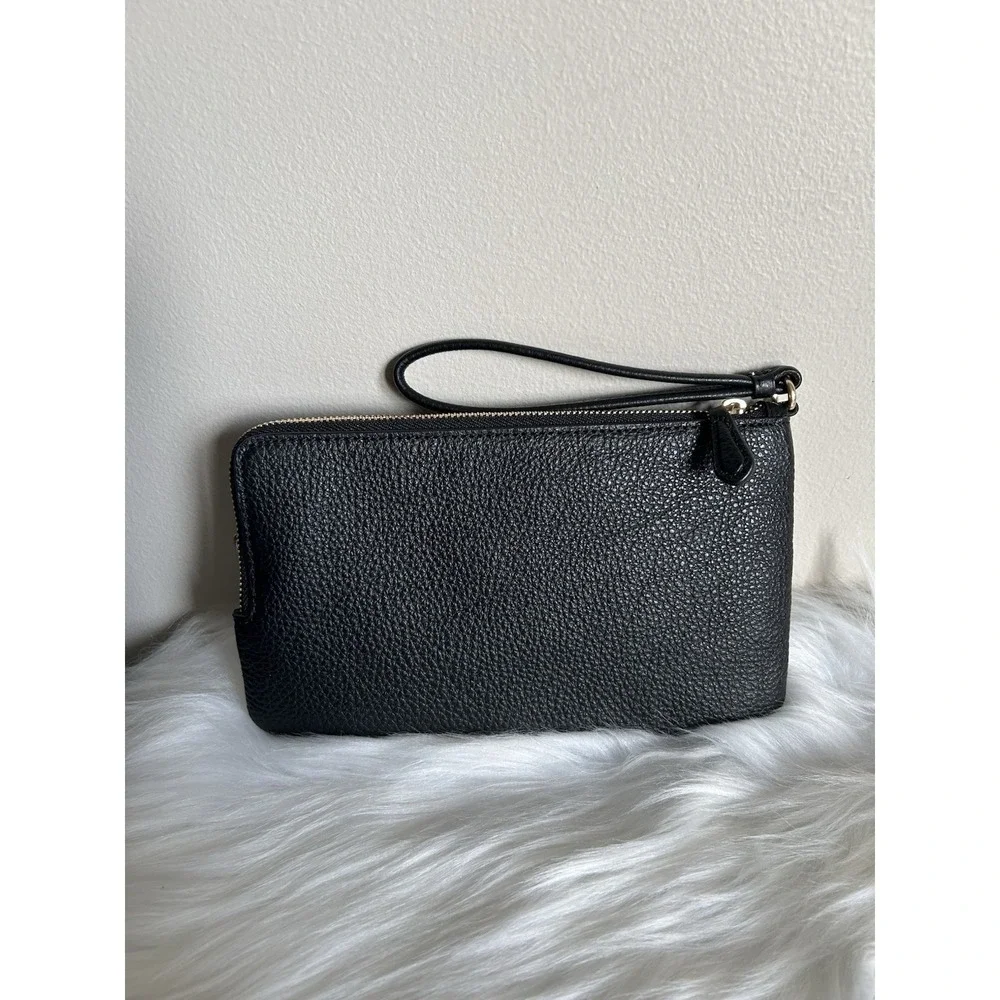 Coach Signature Double Zip‎ Wallet Brown Black Canvas Leather New